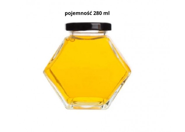 słoik heksagon 280 ml na miód, przetwory, komplet 12 szt.