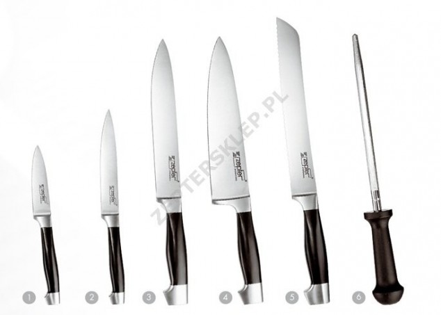 Zestaw 6 elementowy noży kuchennych Zepter - czarne